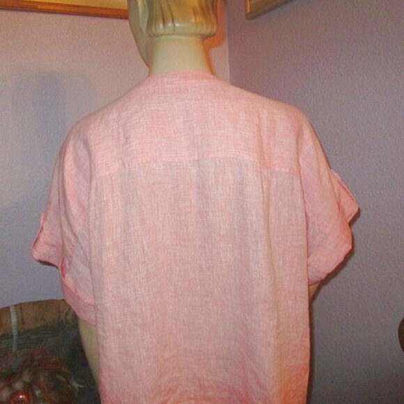 NEW Lafayette 148 LINEN Sublime Justice Size 14 BLOUSE Top BUTTON UP Tunic CLAY - Picture 9 of 11